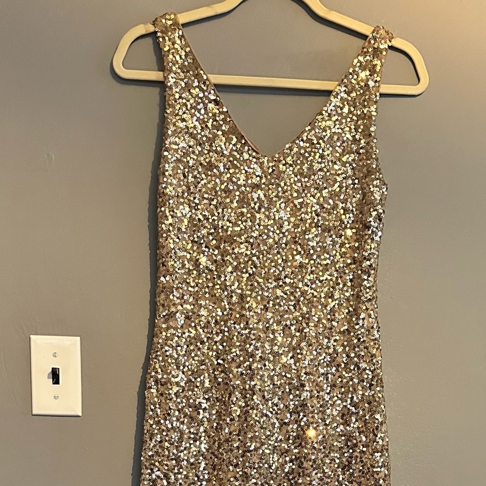 Ralph Lauren Gold Sequin Bridesmaid Dress size 4